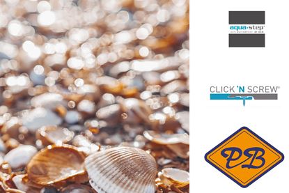 Afbeeldingen van HDM aqua step SPC click 'N screw wandpaneel visuals digitale print shells on the beach 4,5mm XL
