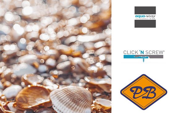 Afbeelding van HDM aqua step SPC click 'N screw wandpaneel visuals digitale print shells on the beach 4,5mm XL