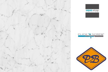 Afbeeldingen van HDM aqua step SPC click 'N screw wandpaneel decor digitale print white marble  4,5mm XL