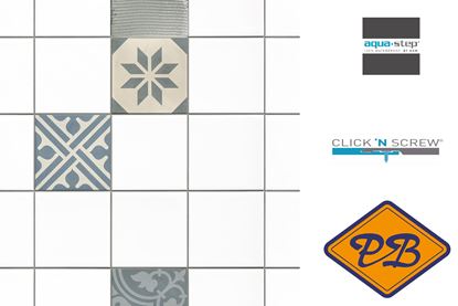 Afbeeldingen van HDM aqua step SPC click 'N screw  wandpaneel decor digitale print Portuguese tile 4,5mm XL