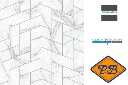 Afbeeldingen van HDM aqua step SPC click 'N screw wandpaneel decor digitale print carrara marble tile 4,5mm XL