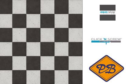 Afbeeldingen van HDM aqua step SPC click 'N screw wandpaneel decor digitale print old black and white castle tiles 4,5mm XL