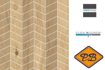 Afbeeldingen van HDM aqua step SPC click 'N screw wandpaneel decor digitale print milled rough oak light pattern 4,5mm XL