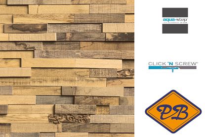 Afbeeldingen van HDM aqua step SPC click 'N screw wandpaneel decor digitale print portuguese wood strips 4,5mm XL
