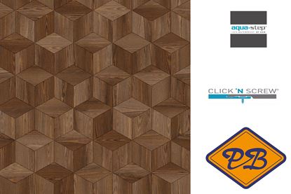 Afbeeldingen van HDM aqua step SPC click 'N screw wandpaneel decor digitale print elm wood cubes 4,5mm XL