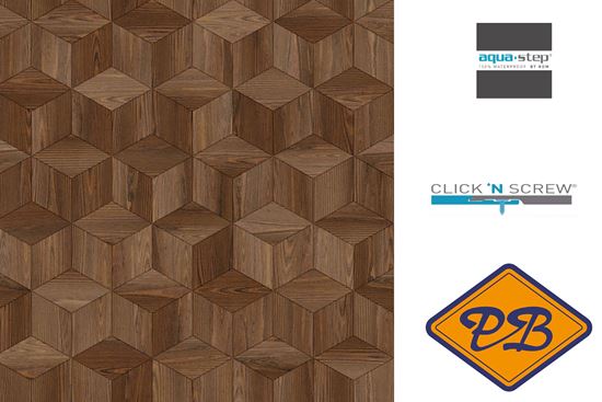 Afbeelding van HDM aqua step SPC click 'N screw wandpaneel decor digitale print elm wood cubes 4,5mm XL