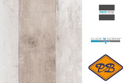 Afbeeldingen van HDM aqua step SPC click 'N screw wandpaneel decor digitale print grayed scaffolding planks 4,5mm XL