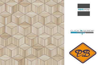 Afbeeldingen van HDM aqua step SPC click 'N screw wandpaneel decor digitale print natural ash wood cubes 4,5mm XL