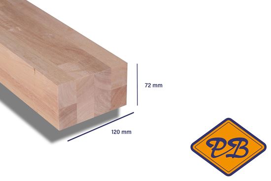 Afbeelding van rubberwood massief kozijnhout gevingerlast/gelamineerd geschaafd 72x120mm