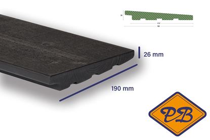 Afbeeldingen van NORDHIIL® Noord Europees verduurzaamd fijnbezaagd vuren O/S profiel Zweeds rabat 26x190mm *RAL 9005 diep zwart