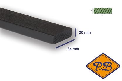 Afbeeldingen van NORDHIIL® Noord Europees verduurzaamd fijnbezaagd vuren O/S profiel batten 20x64mm *RAL 9005 diep zwart