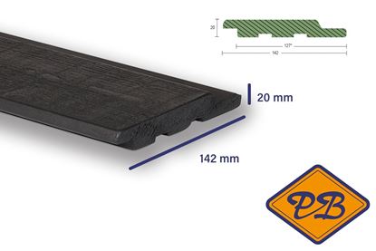 Afbeeldingen van NORDHIIL® Noord Europees verduurzaamd fijnbezaagd vuren O/S profiel channel Siding 20x142mm *RAL 9005 diep zwart