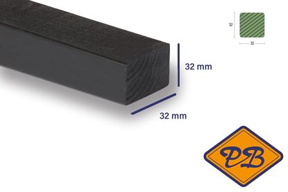 Afbeeldingen van NORDHIIL® Noord Europees verduurzaamd fijnbezaagd vuren O/S binnenhoek profiel 32x32mm *RAL 9005 diep zwart