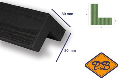 Afbeeldingen van NORDHIIL® Noord Europees verduurzaamd fijnbezaagd vuren O/S buitenhoek profiel 28x80x80mm *RAL 9005 diep zwart