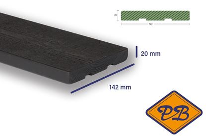 Afbeeldingen van NORDHIIL® Noord Europees verduurzaamd fijnbezaagd vuren O/S profiel board 20x142mm *RAL 9005 diep zwart