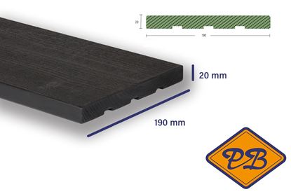 Afbeeldingen van NORDHIIL® Noord Europees verduurzaamd fijnbezaagd vuren O/S profiel board 20x190mm *RAL 9005 diep zwart