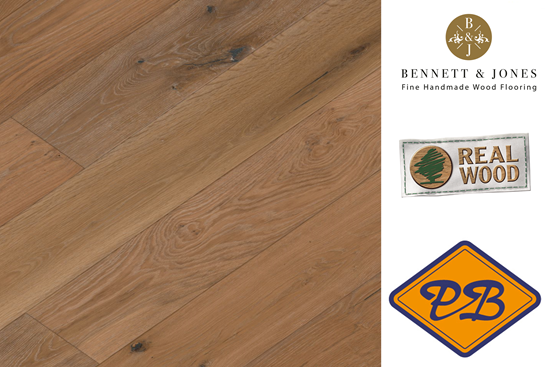 Afbeelding van Bennett & Jones Britain's Finest nr. 10 Armstrong click lamelparket landhuisdeel eiken tradition, kerngerookt, handgeschaafd, geborsteld, wit geolied 14mmx19x190cm (per pak van 8 stuks=2,88m²)