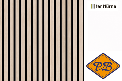Afbeeldingen van Ter Hürne uniquedesign akoustiek 3D wand-en plafond paneel 1-zijdig edelgefineerd eiken Theems fineline wit naturel geolied 21mm