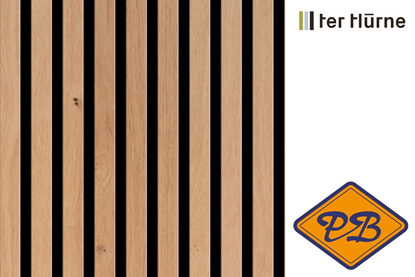 Afbeeldingen van Ter Hürne wand-en plafond uniquedesign lineair decorpaneel vochtwerend MDF eiken zand mat/uni mat zwart 12mm