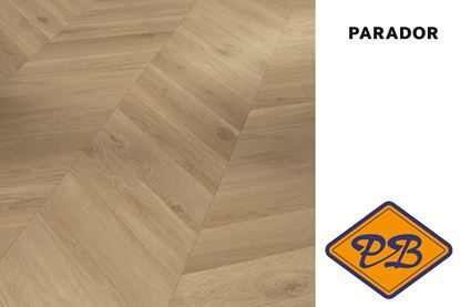 Afbeeldingen van PARADOR TRENDTIME 8 safe lock® PRO laminaat eiken Loire honig Chevron strook extra breed zijdemat structuur 8mmx33x128,5cm (per pak van 5 stuks =2,12m²)