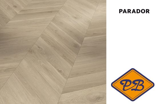 Afbeelding van PARADOR TRENDTIME 8 safe lock® PRO laminaat eiken Loire beige Chevron strook extra breed zijdemat structuur 8mmx33x128,5cm (per pak van 5 stuks =2,12m²)