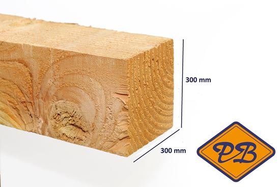 Afbeelding van douglas paal fijnbezaagd 4-EX gezaagd 300x300mm