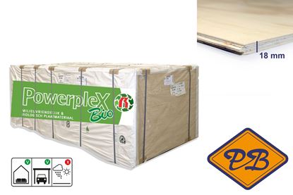 Afbeeldingen van underlayment radiata-pine powerfloor BIO Based multiplex tong & groef 2-zijden 18mmx244x122cm (per pak van 50 stuks)