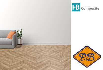 Afbeeldingen van HB Composite aqua SPC vinyl click visgraat wand- en vloer strook LUXURY Timeless Oak 4,5mmx15x75cm (per pak van 9 stuks A + 9 stuks B =2,03m²)