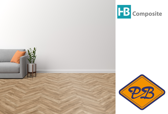 Afbeelding van HB Composite aqua SPC vinyl click visgraat wand- en vloer strook LUXURY Timeless Oak 4,5mmx15x75cm (per pak van 9 stuks A + 9 stuks B =2,03m²)