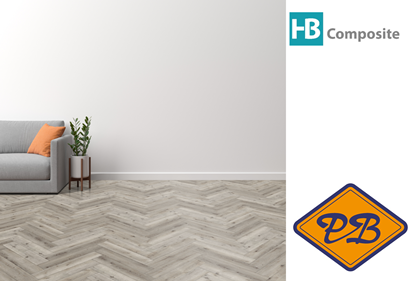 Afbeeldingen van HB Composite aqua SPC vinyl click visgraat wand- en vloer strook LUXURY Residential Oak 4,5mmx15x75cm (per pak van 9 stuks A + 9 stuks B =2,03m²)