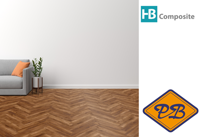 Afbeeldingen van HB Composite aqua SPC vinyl click visgraat wand- en vloer strook LUXURY Traditional Oak 4,5mmx15x75cm (per pak van 9 stuks A + 9 stuks B =2,03m²)
