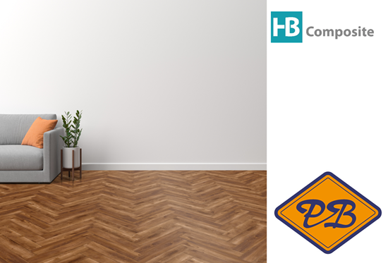 Afbeelding van HB Composite aqua SPC vinyl click visgraat wand- en vloer strook LUXURY Traditional Oak 4,5mmx15x75cm (per pak van 9 stuks A + 9 stuks B =2,03m²)