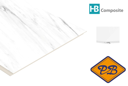 Afbeeldingen van HB Composite aqua SPC vinyl click 'N screw 3-L SUPERIOR wand- vloer en plafond combitegel Marmo Luna ultramat 4,5mmx32x120cm (per pak van 6 stuks =2,34m²)