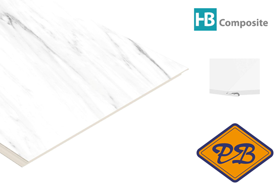 Afbeelding van HB Composite aqua SPC vinyl click "N screw 3-L SUPERIOR wand- vloer en plafondtegel Marmo Luna 4,5mmx32x120cm (per pak van 6 stuks =2,34m²)