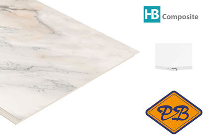 Afbeeldingen van HB Composite aqua SPC vinyl click 'N screw 3-L SUPERIOR wand- vloer en plafond combitegel Marmo Luce ultramat 4,5mmx32x120cm (per pak van 6 stuks =2,34m²)