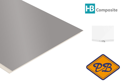 Afbeeldingen van HB Composite aqua SPC vinyl click "N screw 3-L SUPERIOR wand- vloer en plafondtegel Platinum Grey 4,5mmx32x120cm (per pak van 6 stuks =2,34m²)