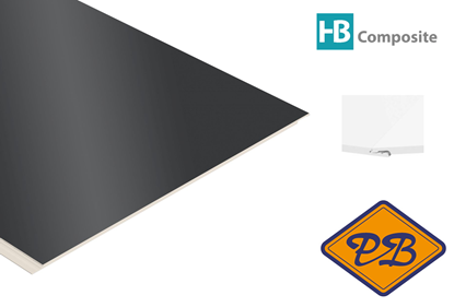 Afbeeldingen van HB Composite aqua SPC vinyl click "N screw 3-L SUPERIOR wand- vloer en plafondtegel Graphite Black 4,5mmx32x120cm (per pak van 6 stuks =2,34m²)