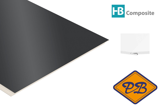 Afbeelding van HB Composite aqua SPC vinyl click "N screw 3-L SUPERIOR wand- vloer en plafondtegel Graphite Black 4,5mmx32x120cm (per pak van 6 stuks =2,34m²)