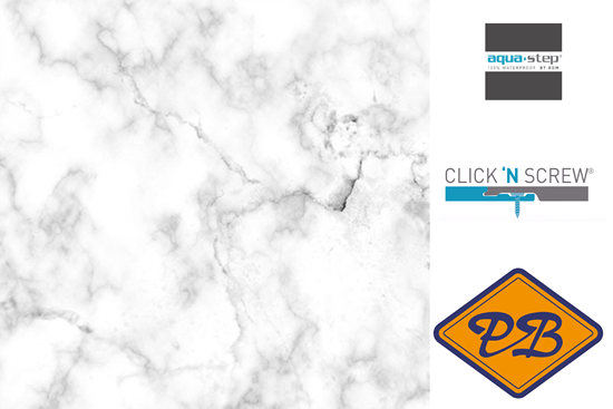 Afbeelding van HDM aqua step SPC click 'N screw LUXURY wandpaneel marmo carrara mat XL 4,5mm