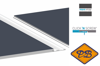 Afbeeldingen van HDM aqua step SPC vinyl ALL-IN-ONE Click 'N Screw/Glue vloer, wand en plafondpaneel Graphite Black 4,5mmx32x122cm(per pak van 6 stuks=2,23m²)