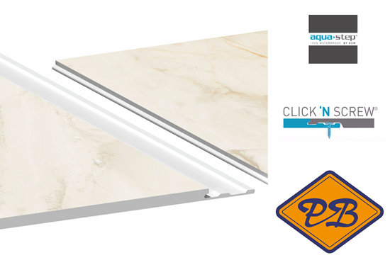 Afbeelding van HDM aqua step SPC vinyl ALL-IN-ONE Click 'N Screw/Glue vloer, wand en plafondpaneel Marmo Lumina 4,5mmx32x122cm(per pak van 6 stuks=2,23m²)