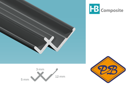 Afbeeldingen van HB composite professional aluminium binnenhoekprofiel geborsteld mat zilver 12x5x4,5mmx270cm