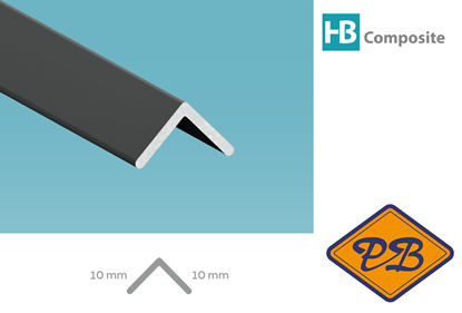 Afbeeldingen van HB composite professional aluminium buitenhoekprofiel mat zwart 10x10x4,5mmx270cm