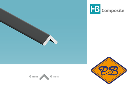 Afbeeldingen van HB composite professional aluminium buitenhoekprofiel mat zwart 6x6x4,5mmx270cm