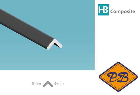 Afbeelding van HB composite professional aluminium buitenhoekprofiel mat zwart 6x6x4,5mmx270cm