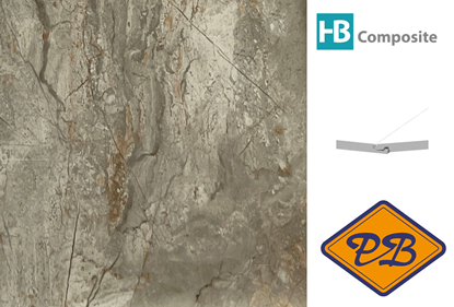 Afbeeldingen van HB Composite aqua SPC vinyl SUPERIOR click I4F wand- en vloer tegel Grigio Imperiale ultramat 4mm