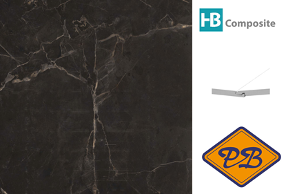 Afbeeldingen van HB Composite aqua SPC vinyl SUPERIOR click I4F wand- en vloer tegel Marmo Notte ultramat 4mm