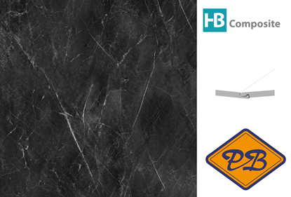 Afbeeldingen van HB Composite aqua SPC vinyl SUPERIOR click I4F wand- en vloer tegel Marmo black ultramat 4mm