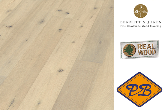 Afbeelding van Bennett & Jones Britain's Finest nr. 27 Cardiff click lamelparket landhuisdeel eiken tradition, fijn geborsteld, licht gerook, gelakt 14mmx22x220cm (per pak van 6 stuks=2,90m²)