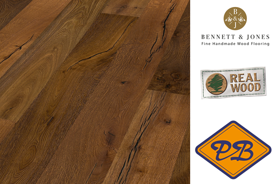 Afbeelding van Bennett & Jones Britain's Finest nr. 109 Sheffield click lamelparket landhuisdeel eiken intense, gerookt, geborsteld, naturel geolied 14mmx22x220cm (per pak van 6 stuks=2,90m²)